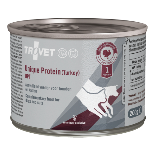 Trovet Unique Protein UPT veterinārie konservi suņiem un kaķiem alerģijām ar tītaru 200 g